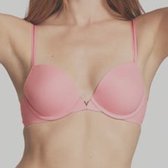 Victoria's Secret Very Sexy Push Up Plunge Pale Iced Coral Pink Bra size 32DD - Picture 2 of 12
